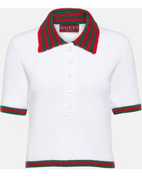 Gucci - Web Stripe Cotton-blend Lace Polo Shirt - Lyst