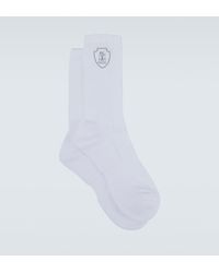 Brunello Cucinelli - Logo Ribbed-Knit Cotton-Blend Socks - Lyst
