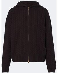 Agnona - Cable-Knit Cashmere Zip-Up Hoodie - Lyst