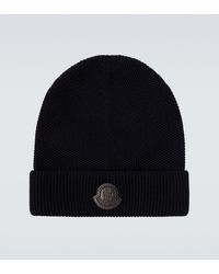 Moncler - Logo Virgin Wool Beanie - Lyst