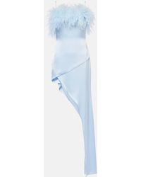 David Koma - Feather-Trimmed Satin Cocktail Dress - Lyst