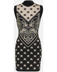 Balmain - Vestido Corto De Punto En Intarsia - Lyst
