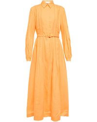 Damen Bekleidung Kleider Freizeitkleider und lange Kleider Gabriela Hearst Leinen Hemdblusenkleid Chelsea aus Leinen in Orange 