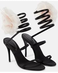 Magda Butrym - Sandalias De Saten Con Aplique Floral - Lyst