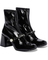 Miu Miu Wildleder Ankle Boots aus Veloursleder in Schwarz Damen Schuhe Stiefel Stiefel mit Hohen Absätzen 
