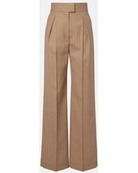 Valentino - Pinstripe Pleated Wool Wide-Leg Pants - Lyst