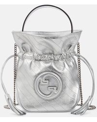 Gucci - Blondie Mini Metallic Leather Bucket Bag - Lyst
