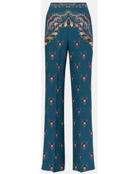 Etro - Floral Printed Silk Flared Pants - Lyst