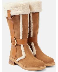 See By Chloé - New Ring Suede And Shearling Knee-High Boots - Lyst