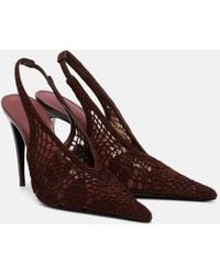 Magda Butrym - Crochet-Trimmed Leather Slingback Pumps - Lyst