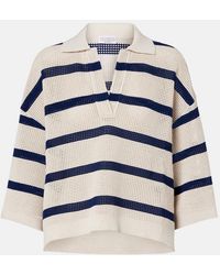 Brunello Cucinelli - Striped Cotton Polo Sweater - Lyst
