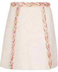 Giambattista Valli Tweed Wool-blend Miniskirt - White