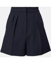 Max Mara - Zic High-Rise Wool-Blend Canvas Shorts - Lyst