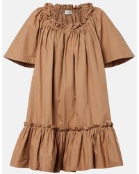 Saint Laurent - Ruffled Cotton Minidress - Lyst