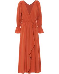 Cult Gaia Vestido midi Oona mezcla de algodón - Naranja