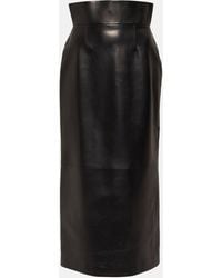 Alexander McQueen - Jupe crayon a taille haute en cuir - Lyst