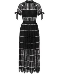 Self-Portrait Crochet Midi Dress - Black