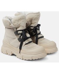 Brunello Cucinelli - Suede Boot With Shearling Insert And Jewellery - Lyst