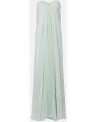 McQueen - Draped Silk Chiffon Bustier Gown - Lyst