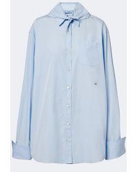 Prada - Tie-Neck Cotton Poplin Shirt - Lyst
