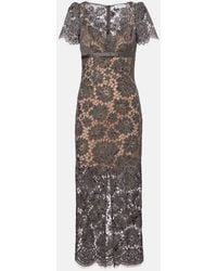 Self-Portrait - Floral Lace Midi Dress - Lyst