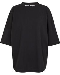 Palm Angels T-shirt oversize in jersey di cotone con logo - Nero