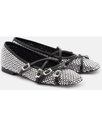 Mach & Mach - Crystal-Embellished Mesh Ballet Flats - Lyst
