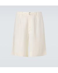 STÒFFA - Belted Linen Bermuda Shorts - Lyst