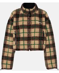 Miu Miu - Plaid Cropped Fleece Jacket - Lyst