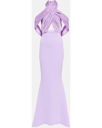 Safiyaa - Louella Crepe And Satin Halterneck Gown - Lyst