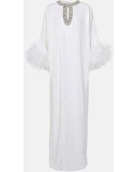 Self-Portrait - Robe Longue A Ornements Et Plumes - Lyst