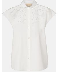 Valentino - Guipure Lace-Trimmed Cotton Poplin Shirt - Lyst