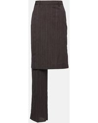 Bottega Veneta - Asymmetric Striped Wool Skirt Pants - Lyst