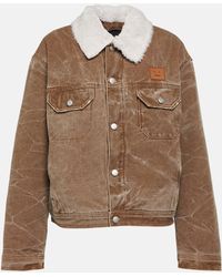 Acne Studios - Cotton Denim Jacket With Shearling - Lyst
