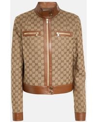 Gucci - Love Parade gg Leather Trim Canvas Jacket - Lyst