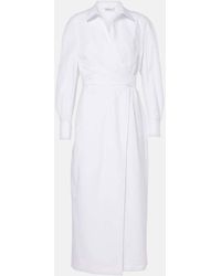 Max Mara - Vestido Envolvente De Sarga De Mezcla De Algodon - Lyst