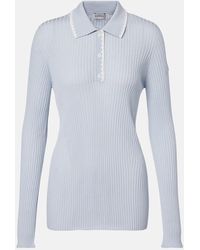 Moncler - Ribbed-Knit Virgin Wool Polo Sweater - Lyst
