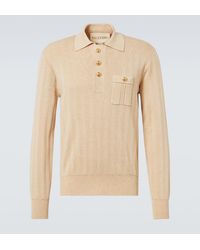 Valentino - Ribbed-Knit Cotton Polo Sweater - Lyst