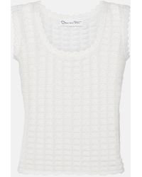 Oscar de la Renta - Pointelle Cotton And Silk Tank Top - Lyst