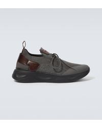 Berluti - Shadow Knitted And Leather Sneakers - Lyst