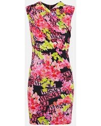 Versace - Bedrucktes Minikleid Aus Jersey - Lyst