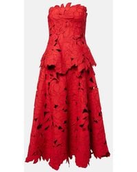Jonathan Simkhai - Audrey Peplum Lace Midi Dress - Lyst