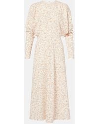 Victoria Beckham - Abito Midi Dolman Con Stampa - Lyst