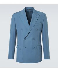 Dolce & Gabbana - Double-Breasted Wool Poplin Suit Jacket - Lyst