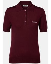 Miu Miu - Logo Wool Polo Sweater - Lyst