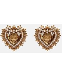 Dolce & Gabbana - Devotion Embellished Clip-On Earrings - Lyst
