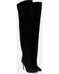Paris Texas - Embellished Suede Over-the-knee Boots - Lyst