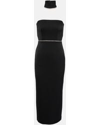 Alex Perry - Crystal-Embellished Satin Midi Dress - Lyst