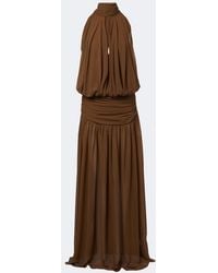 De La Vali - Cruz Draped Chiffon Maxi Dress - Lyst
