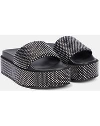 Versace - Embellished Satin Platform Slides - Lyst